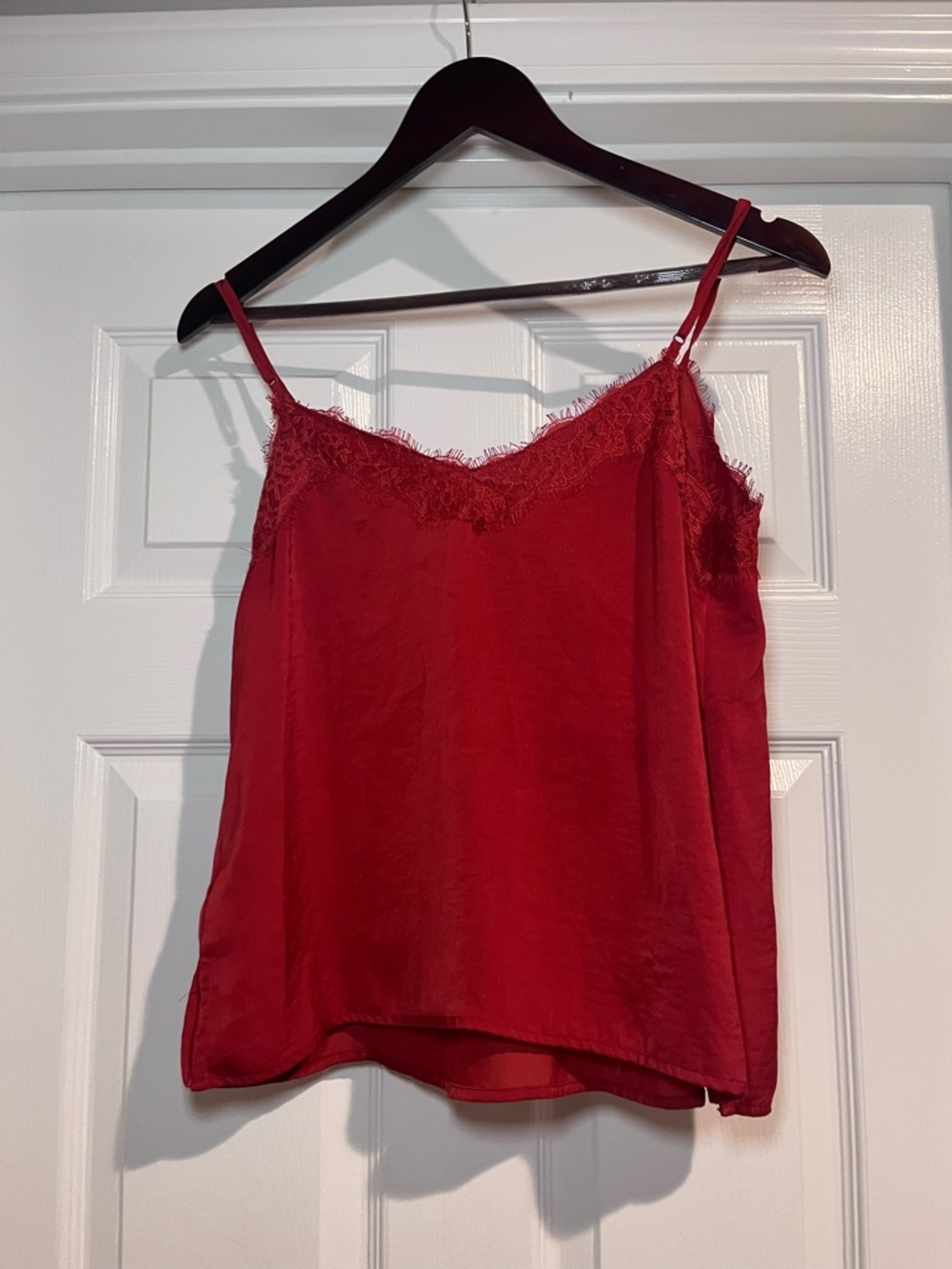 bp Red Lace-Trim Satin Camisole Top